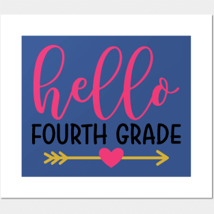 Hello Fourth Grade Kids Back to School Cute Posters and Art